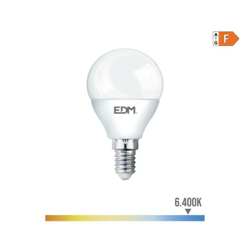 Lâmpada LED EDM - Esférica - E14 - 7W - 600LM - 6400K - Luz Fria - Ø4,5x8,2cm - 98948|EdM|8425998989489