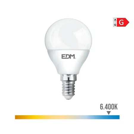 Bombilla LED EDM - Esférica - E14 - 6W - 500LM - 6400K - Luz Fria - 4,5x8,2cm - 98702