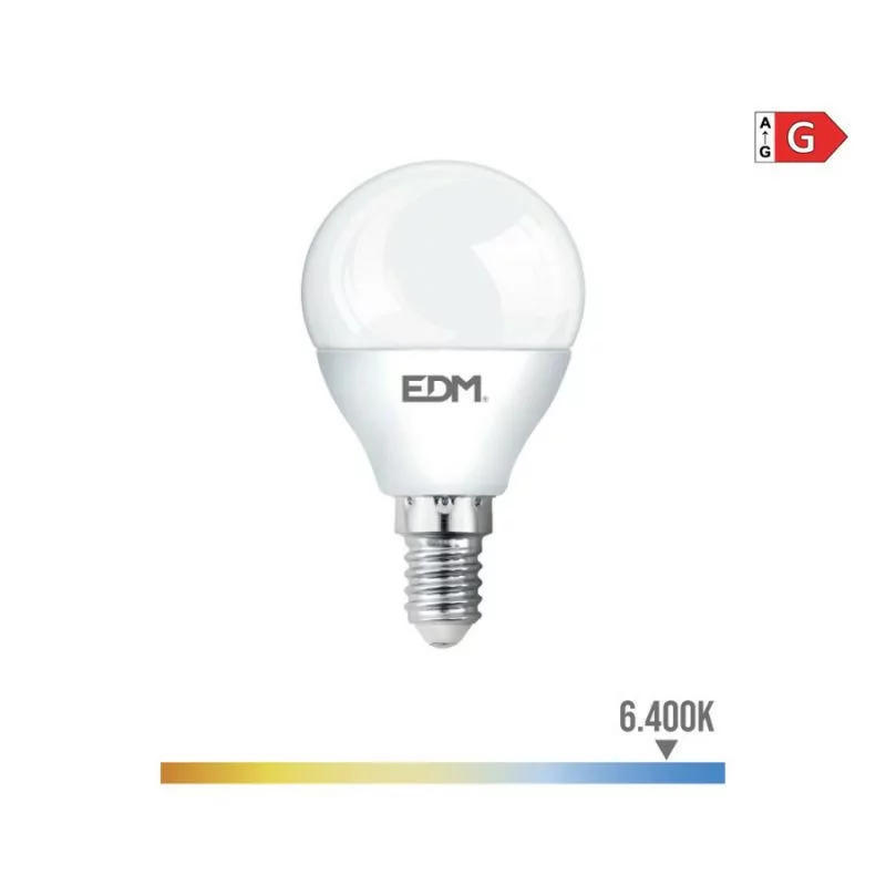 Bombilla LED EDM - Esférica - E14 - 5W - 400LM - 6400K - Luz Fria - 4,5x8cm - 98322