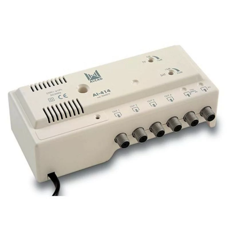 Alcad Interior Signal Amplifier - TV+FI - 4 Outputs - AI-414
