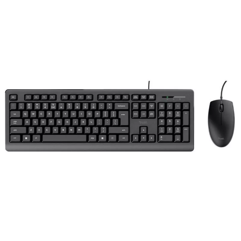 Trust Keyboard & Mouse Kit - Wired - USB - Black - 23970
