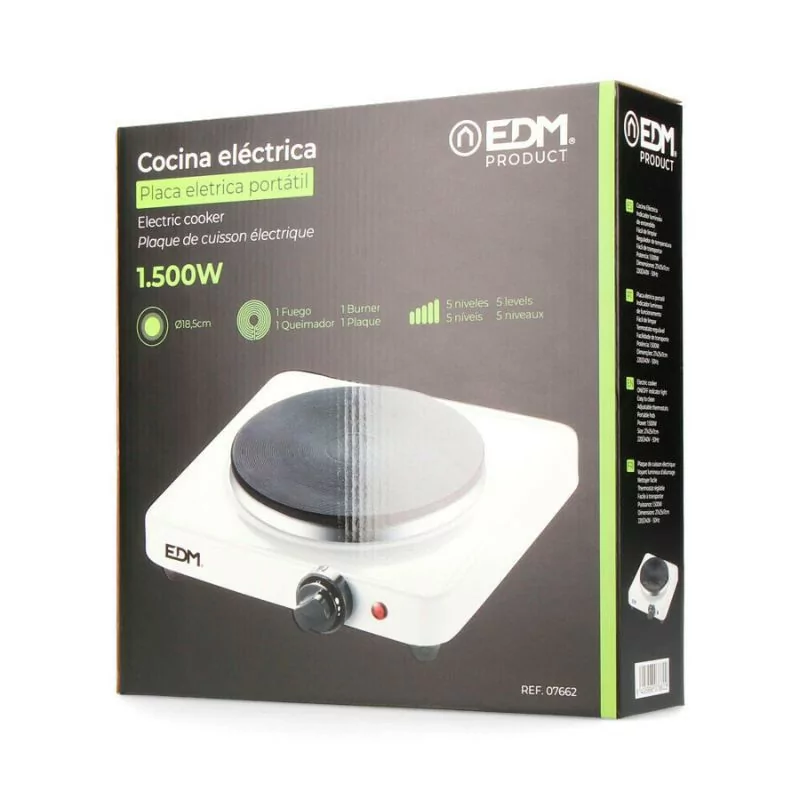 Placa Elétrica Portátil 1 Zona EDM - 1500W - Branca - 07662
