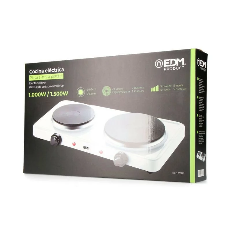 Placa Elétrica Portátil 2 Zona EDM - 1500W - Branca - 07661
