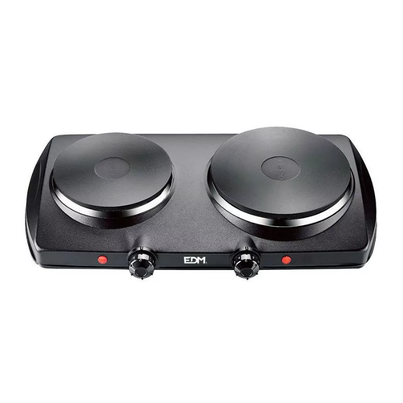Placa Elétrica Portátil 2 Zonas EDM - 1400W - Preta - 07659|EdM|8425998076592 Placa Elétrica Portátil 2 Zonas EDM - 1400W - Preta - 07659|EdM|8425998076592