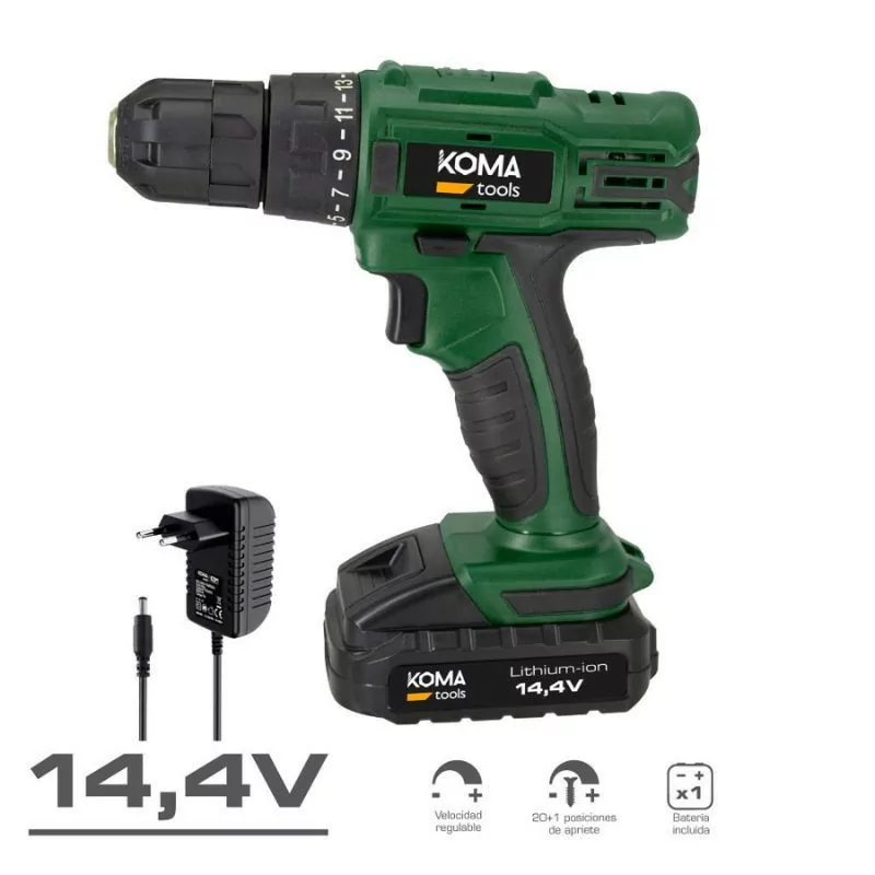 Berbequim Aparafusador Koma Tools - Bateria 14.4 - 1500mAh - 700RPM - 08376