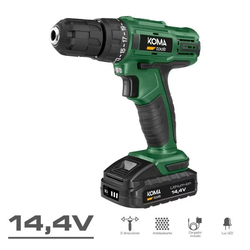 Koma Tools Screwdriver Drill - 14.4 Battery - 1500mAh - 700RPM - 08376 Koma Tools Screwdriver Drill - 14.4 Battery - 1500mAh - 700RPM - 08376