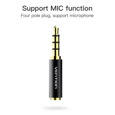 Adaptador jack vention bfbb0/ jack 3.5 macho - jack 2.5 hembra/ negro