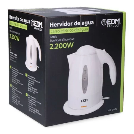 Hervidor Eléctrico EDM - 1L - 2200W - Blanco - Kettle