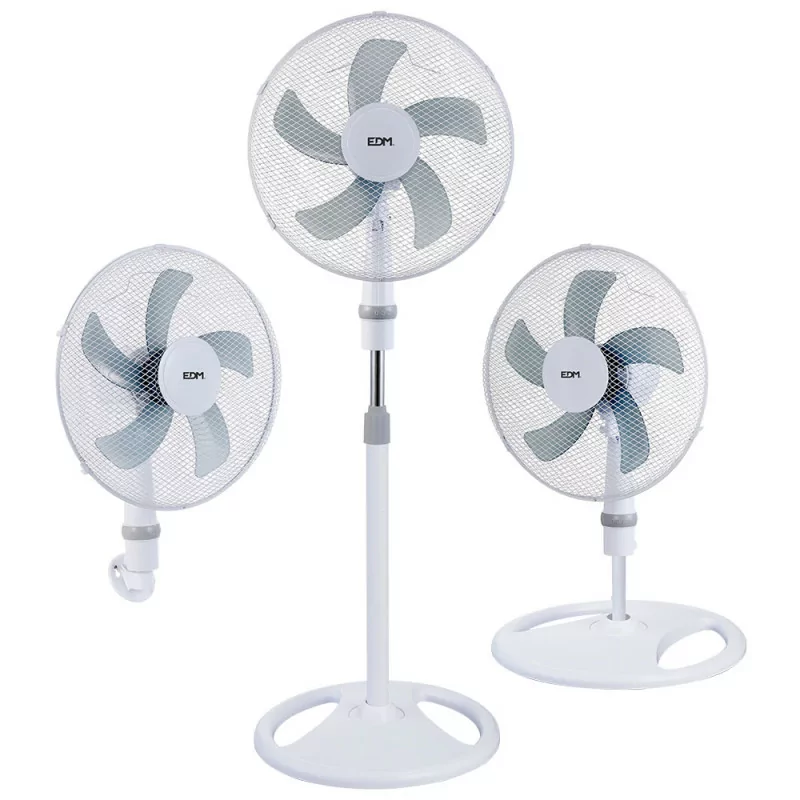 Ventoinha Pé / Parede / Portátil (3 em 1) - 107-130cm EDM - Branco - 45W|EdM|8425998335309 Ventoinha Pé / Parede / Portátil (3 em 1) - 107-130cm EDM - Branco - 45W|EdM|8425998335309