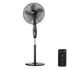 Ventilador de Pie con Controlo Remoto EDM - 110-130cm - Base Circular - 60W - Negro