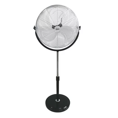 EDM Industrial Standing Fan - 118/148cm - Circular Base - 120W - Chrome/Black