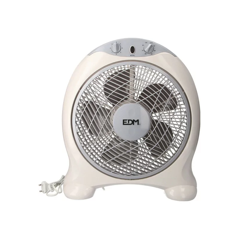 Ventilador de Chão EDM - Box Fan - 45W - Blanco/Gris - 33951 Ventilador de Chão EDM - Box Fan - 45W - Blanco/Gris - 33951