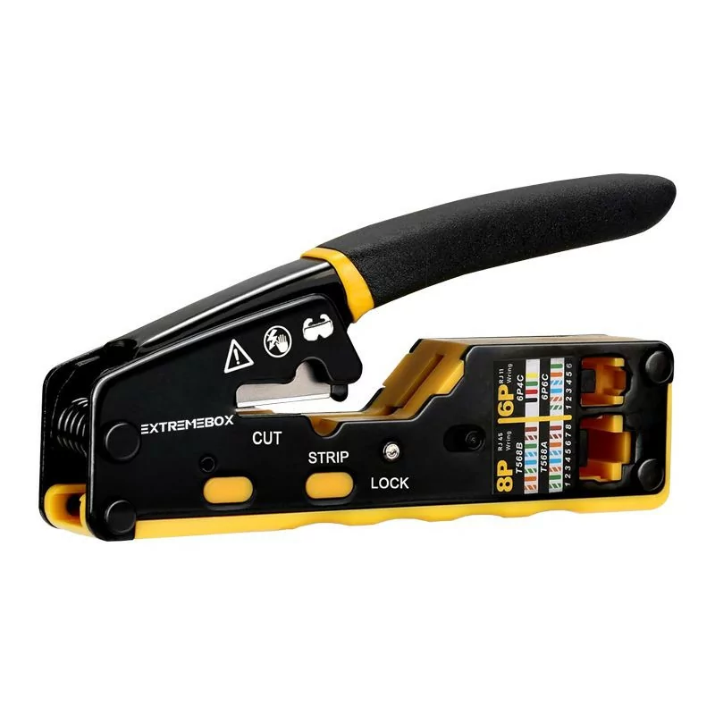 RJ45/RJ11 Professional Crimping and Cutting Pliers - Through - Extremebox RJ45/RJ11 Professional Crimping and Cutting Pliers - Through - Extremebox