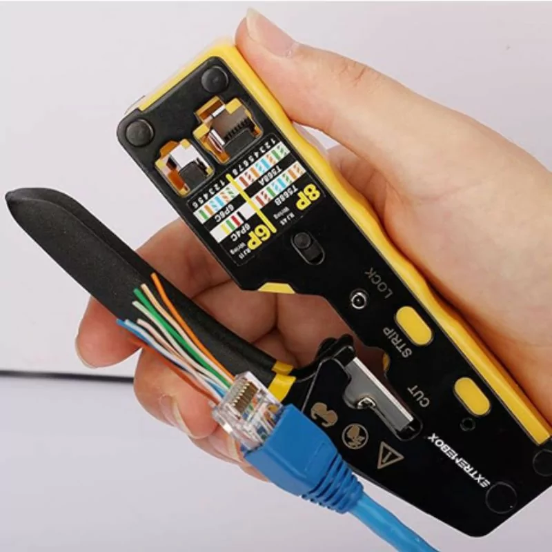 RJ45/RJ11 Professional Crimping and Cutting Pliers - Through - Extremebox