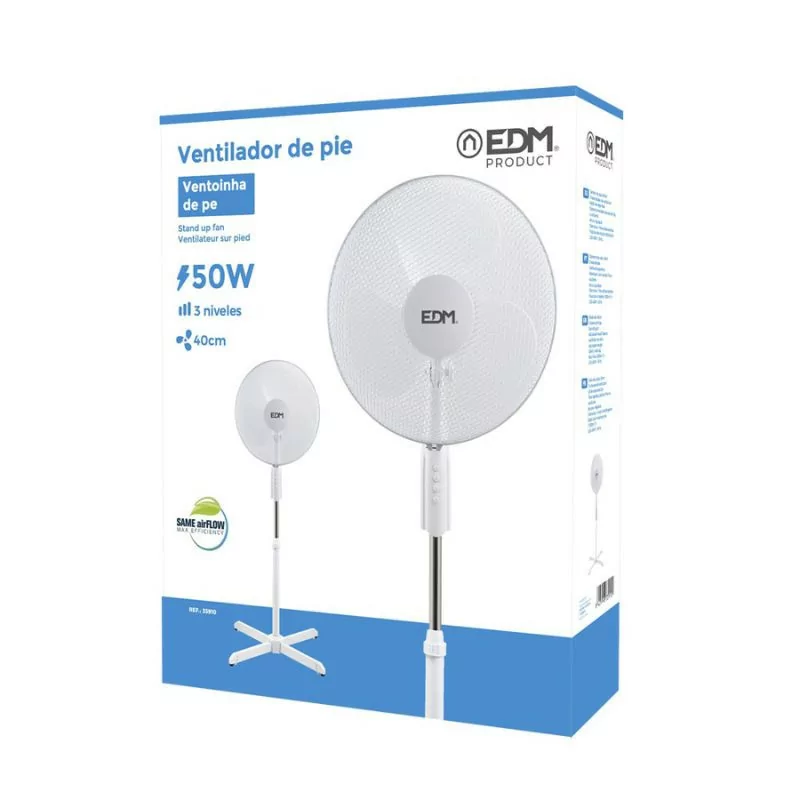 Ventoinha de Pé EDM - 110/130cm - Branco - 50W - 33910