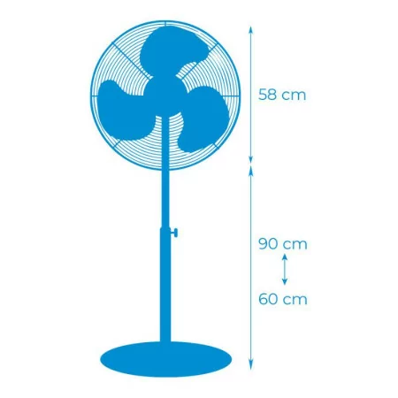Ventoinha de Pé Industrial EDM - 60/90cm - Base Circular - 80W - Preto - 33528|EdM|8425998335286