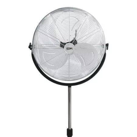 EDM Industrial Standing Fan - 118/148cm - Circular Base - 120W - Chrome/Black