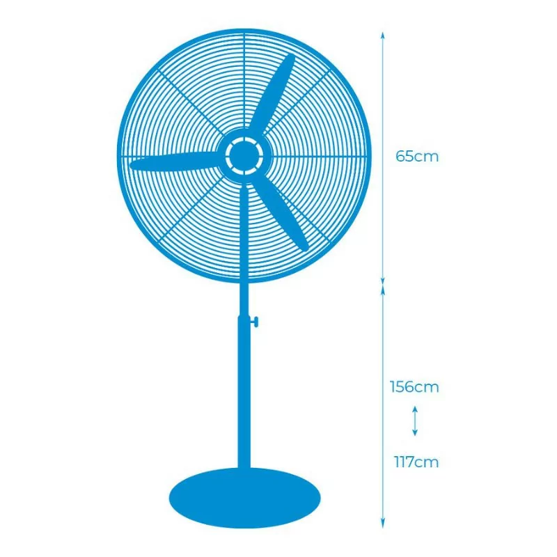 Ventilador de Pie Industrial EDM - 117/156cm - Base Circular - 180W - Negro