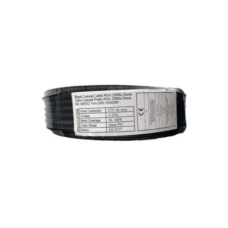 RG6 Black PVC Coaxial Cable - 25 meters