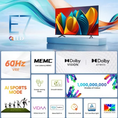 Hisense 43" Qled Smart TV - 43E7NQ - 4K UHD