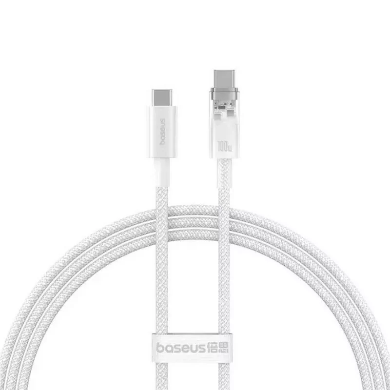 Cable USB-C Baseus Explorer Series PD 100W 2m Blanco Cable USB-C Baseus Explorer Series PD 100W 2m Blanco