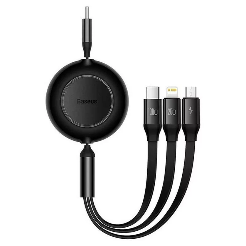 Adaptador Baseus - (Lightning + USB-C + MicroUSB) - 1.1M - Preto|Baseus|6932172609139 Adaptador Baseus - (Lightning + USB-C + MicroUSB) - 1.1M - Preto|Baseus|6932172609139