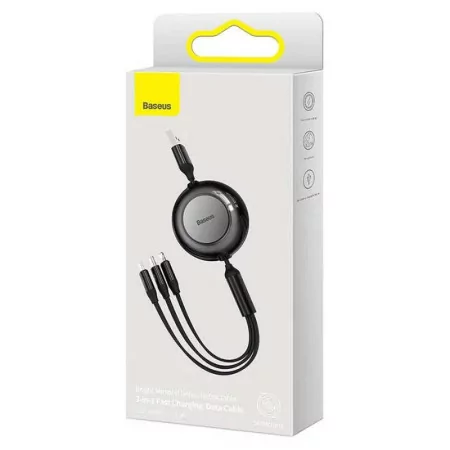 Cabo Adaptador Baseus - (USB-A 3-em-1 p/ USB-C - Micro USB - Lightning) - 1.1M - Preto|Baseus|6932172609030