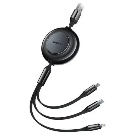 Cabo Adaptador Baseus - (USB-A 3-em-1 p/ USB-C - Micro USB - Lightning) - 1.1M - Preto|Baseus|6932172609030