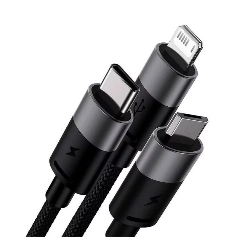 Cabo Baseus - (USB-A p/ USB-C - Micro USB - Lightning) - 1.2M - Preto|Baseus|6932172622268 Cabo Baseus - (USB-A p/ USB-C - Micro USB - Lightning) - 1.2M - Preto|Baseus|6932172622268