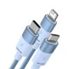Cabo Carregamento Rápido Starspeed 3em1 Usb To M+l+c 3.5a 1.2m Azul