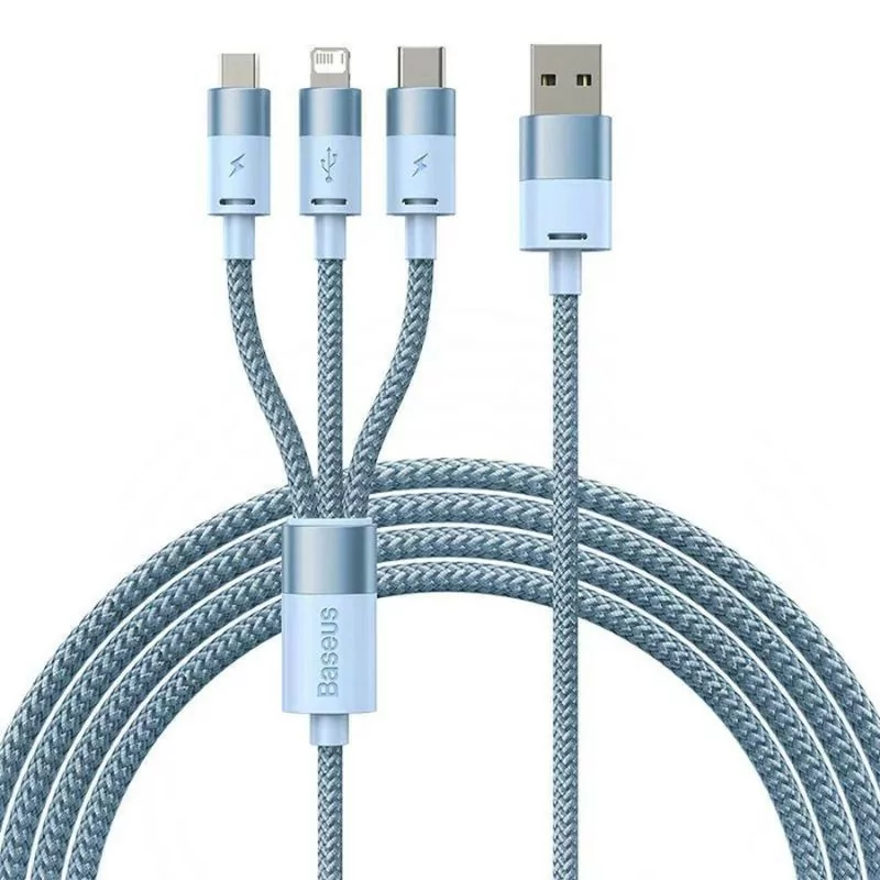 Cabo Baseus - (USB-A p/ USB-C - Micro USB - Lightning) - 1.2M - Azul|Baseus|6932172622275 Cabo Baseus - (USB-A p/ USB-C - Micro USB - Lightning) - 1.2M - Azul|Baseus|6932172622275