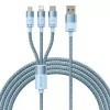 Cabo Carregamento Rápido Starspeed 3em1 Usb To M+l+c 3.5a 1.2m Azul