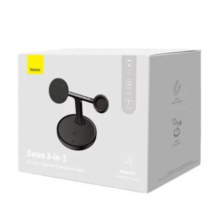 Carregador Wireless Baseus Swan 3-em-1 c/MagSafe 20W Preto|Baseus|6932172609627