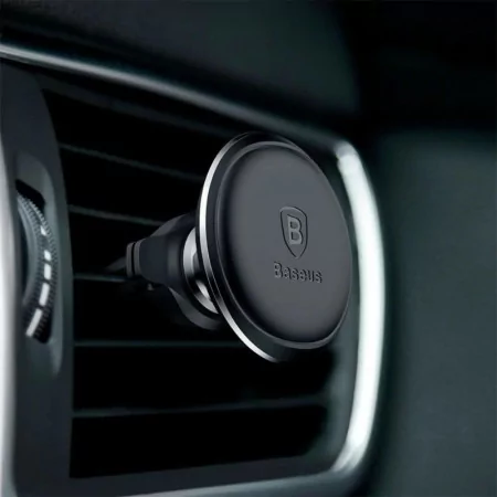 Magnetic Car Holder with Cable Clip - Black