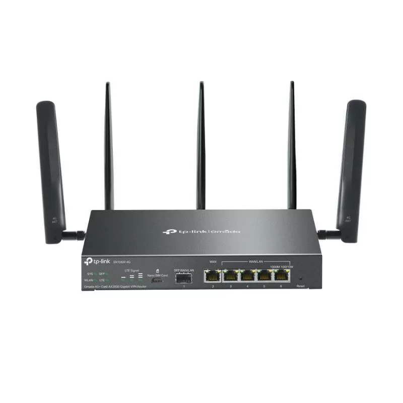 Router TP-Link - Omada AX3000 - Dual-Band - Wi-Fi 6 - 4G+ - Gigabit VPN - ER706W-4G|TP-Link|4895252500714 Router TP-Link - Omada AX3000 - Dual-Band - Wi-Fi 6 - 4G+ - Gigabit VPN - ER706W-4G|TP-Link|4895252500714
