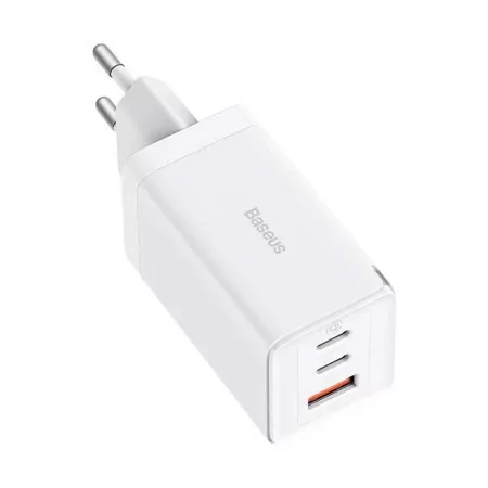 Baseus GaN5 Pro Dual USB-C + USB-A 65W Fast Charger White + USB-C Cable 100W 1m