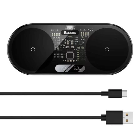 Baseus Dual USB-C 20W Wireless Charger - Black