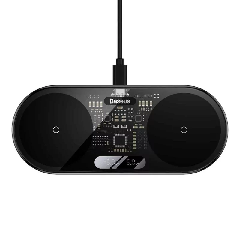 Baseus Dual USB-C 20W Wireless Charger - Black Baseus Dual USB-C 20W Wireless Charger - Black