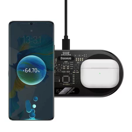 Baseus Dual USB-C 20W Wireless Charger - Black