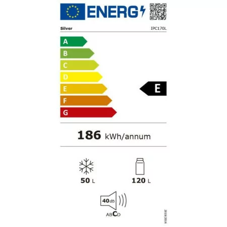 Frigorífico Combinado Silver - 170L - DeFrost - Classe E - Branco|Silver|5602084129193