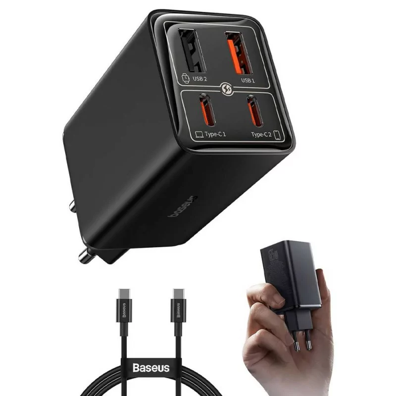 Baseus GaN6 Pro Dual USB-A/USB-C 65W Fast Charger PD 3.0 - Black