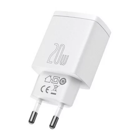 Baseus Compact Charger - USB-C/USB-A - 20W - 3.0 - White - CCXJ-B02
