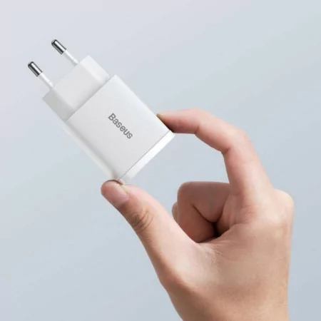 Baseus Compact Charger - USB-C/USB-A - 20W - 3.0 - White - CCXJ-B02