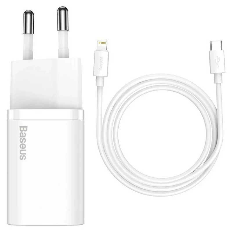 Baseus Super Si PD 20W USB-C White Charger + Lightning Cable (1m)