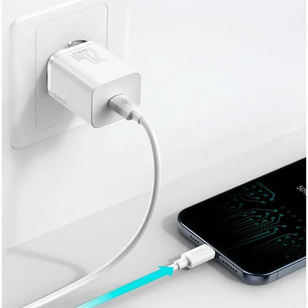 Baseus Super Si PD 20W USB-C White Charger + Lightning Cable (1m)
