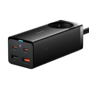 Baseus GaN3 Pro Fast Charger 65W Dual USB-C/USB-A Black + AC Socket