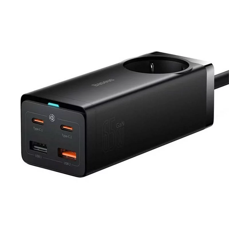 Baseus GaN3 Pro Fast Charger 65W Dual USB-C/USB-A Black + AC Socket Baseus GaN3 Pro Fast Charger 65W Dual USB-C/USB-A Black + AC Socket