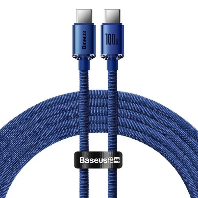 Baseus Crystal Shine PD 100W 1.2m USB-C Cable - Blue Baseus Crystal Shine PD 100W 1.2m USB-C Cable - Blue