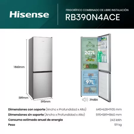 Frigorífico Combinado Hisense 304l - Rb390n4ace|Hisense|6921727073198