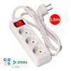 Electrical Extension Cord with 3 Schuko Sockets - with Switch - 1.5M